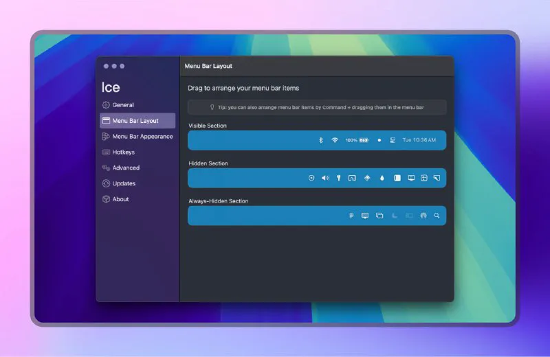 Mac菜单栏管理专家Ice：定制隐藏排序，提升效率