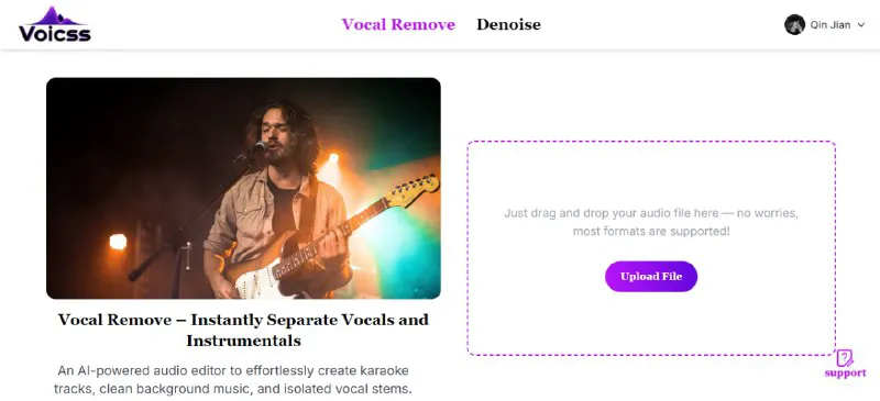 Voicss：免费人声分离与音频降噪工具 - 在线音乐制作伴侣