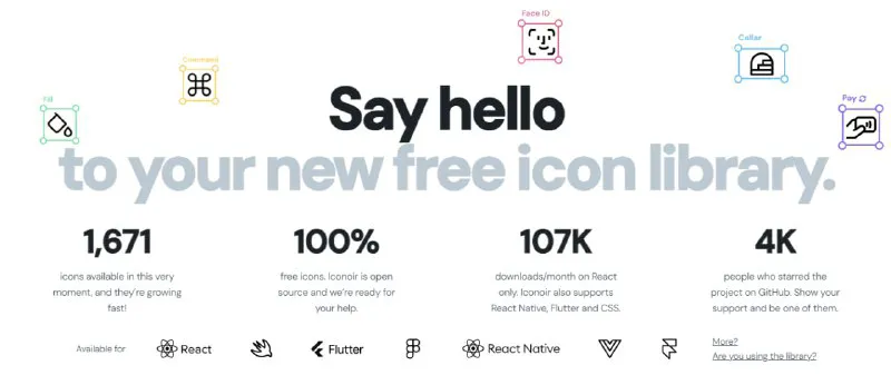 Iconoir: 免费开源矢量图标库 - 1600+ 专业图标，支持多平台和自定义